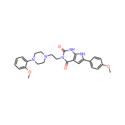 COc1ccc(-c2cc3c(=O)n(CCN4CCN(c5ccccc5OC)CC4)c(=O)[nH]c3[nH]2)cc1 ZINC000101061399