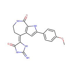 COc1ccc(-c2cc3c([nH]2)C(=O)NCC/C3=C2/NC(=N)NC2=O)cc1 ZINC000073198077