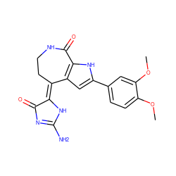 COc1ccc(-c2cc3c([nH]2)C(=O)NCC/C3=C2/NC(N)=NC2=O)cc1OC ZINC000082155613