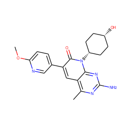 COc1ccc(-c2cc3c(C)nc(N)nc3n([C@H]3CC[C@@H](O)CC3)c2=O)cn1 ZINC000116025979