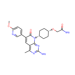 COc1ccc(-c2cc3c(C)nc(N)nc3n([C@H]3CC[C@@H](OCC(N)=O)CC3)c2=O)cn1 ZINC000101675256