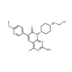 COc1ccc(-c2cc3c(C)nc(N)nc3n([C@H]3CC[C@@H](OCO)CC3)c2=O)cn1 ZINC000261187578