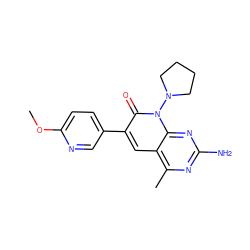 COc1ccc(-c2cc3c(C)nc(N)nc3n(N3CCCC3)c2=O)cn1 ZINC000084671628