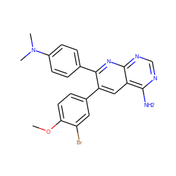 COc1ccc(-c2cc3c(N)ncnc3nc2-c2ccc(N(C)C)cc2)cc1Br ZINC000028473661