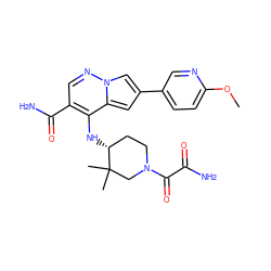 COc1ccc(-c2cc3c(N[C@@H]4CCN(C(=O)C(N)=O)CC4(C)C)c(C(N)=O)cnn3c2)cn1 ZINC000203805743