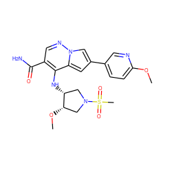 COc1ccc(-c2cc3c(N[C@@H]4CN(S(C)(=O)=O)C[C@@H]4OC)c(C(N)=O)cnn3c2)cn1 ZINC000203806759