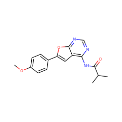 COc1ccc(-c2cc3c(NC(=O)C(C)C)ncnc3o2)cc1 ZINC000014946131