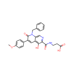 COc1ccc(-c2cc3c(O)c(C(=O)NCCC(=O)O)ncc3n(Cc3ccccc3)c2=O)cc1 ZINC000169711024