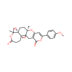 COc1ccc(-c2cc3c(c(=O)o2)C[C@@]2(O)[C@@]4(C)CCC(=O)OC(C)(C)[C@@]4(O)CC[C@@]2(C)O3)cc1 ZINC000028135388