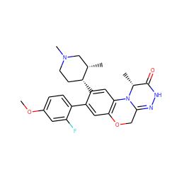 COc1ccc(-c2cc3c(cc2[C@@H]2CCN(C)C[C@@H]2C)N2C(=NNC(=O)[C@H]2C)CO3)c(F)c1 ZINC000217651053