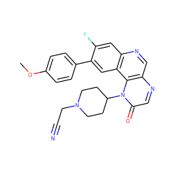 COc1ccc(-c2cc3c(cc2F)ncc2ncc(=O)n(C4CCN(CC#N)CC4)c23)cc1 ZINC001772644321