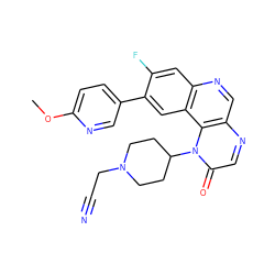 COc1ccc(-c2cc3c(cc2F)ncc2ncc(=O)n(C4CCN(CC#N)CC4)c23)cn1 ZINC001772628385