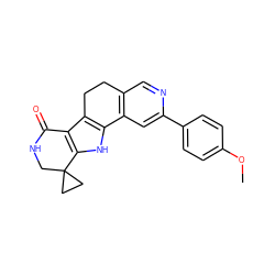 COc1ccc(-c2cc3c(cn2)CCc2c-3[nH]c3c2C(=O)NCC32CC2)cc1 ZINC000072108507