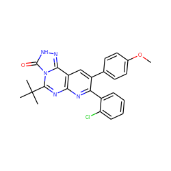 COc1ccc(-c2cc3c(nc2-c2ccccc2Cl)nc(C(C)(C)C)n2c(=O)[nH]nc32)cc1 ZINC000040395138