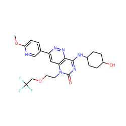 COc1ccc(-c2cc3c(nn2)c(NC2CCC(O)CC2)nc(=O)n3CCOCC(F)(F)F)cn1 ZINC000073198444