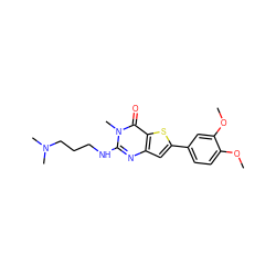 COc1ccc(-c2cc3nc(NCCCN(C)C)n(C)c(=O)c3s2)cc1OC ZINC000061928401