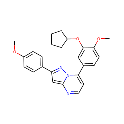 COc1ccc(-c2cc3nccc(-c4ccc(OC)c(OC5CCCC5)c4)n3n2)cc1 ZINC000045370625