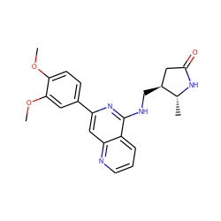 COc1ccc(-c2cc3ncccc3c(NC[C@H]3CC(=O)N[C@@H]3C)n2)cc1OC ZINC000141930966