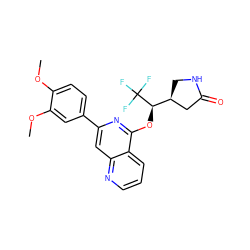 COc1ccc(-c2cc3ncccc3c(O[C@H]([C@H]3CNC(=O)C3)C(F)(F)F)n2)cc1OC ZINC000141917008