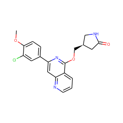 COc1ccc(-c2cc3ncccc3c(OC[C@H]3CNC(=O)C3)n2)cc1Cl ZINC000141855555