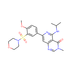 COc1ccc(-c2cc3ncn(C)c(=O)c3c(NC(C)C)n2)cc1S(=O)(=O)N1CCOCC1 ZINC000115625312