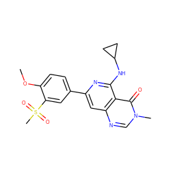 COc1ccc(-c2cc3ncn(C)c(=O)c3c(NC3CC3)n2)cc1S(C)(=O)=O ZINC000115625404