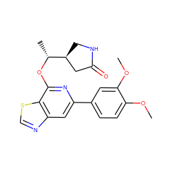 COc1ccc(-c2cc3ncsc3c(O[C@H](C)[C@H]3CNC(=O)C3)n2)cc1OC ZINC000263620857