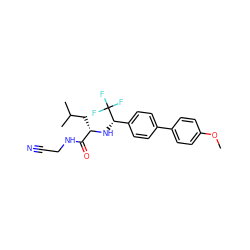 COc1ccc(-c2ccc([C@H](N[C@@H](CC(C)C)C(=O)NCC#N)C(F)(F)F)cc2)cc1 ZINC000014971247