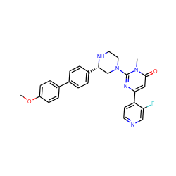 COc1ccc(-c2ccc([C@H]3CN(c4nc(-c5ccncc5F)cc(=O)n4C)CCN3)cc2)cc1 ZINC000113089049
