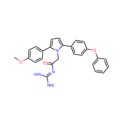 COc1ccc(-c2ccc(-c3ccc(Oc4ccccc4)cc3)n2CC(=O)N=C(N)N)cc1 ZINC000029040004