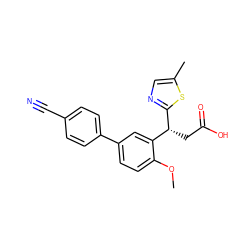 COc1ccc(-c2ccc(C#N)cc2)cc1[C@@H](CC(=O)O)c1ncc(C)s1 ZINC001772621678