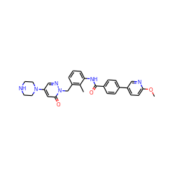 COc1ccc(-c2ccc(C(=O)Nc3cccc(Cn4ncc(N5CCNCC5)cc4=O)c3C)cc2)cn1 ZINC000040917971