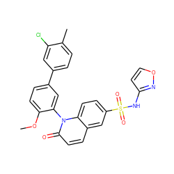 COc1ccc(-c2ccc(C)c(Cl)c2)cc1-n1c(=O)ccc2cc(S(=O)(=O)Nc3ccon3)ccc21 ZINC001772599472