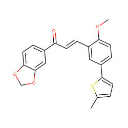 COc1ccc(-c2ccc(C)s2)cc1/C=C/C(=O)c1ccc2c(c1)OCO2 ZINC000029326321