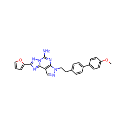 COc1ccc(-c2ccc(CCn3ncc4c3nc(N)n3nc(-c5ccco5)nc43)cc2)cc1 ZINC000040421018