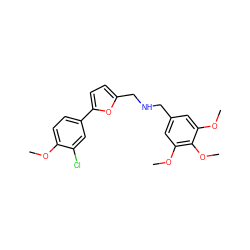 COc1ccc(-c2ccc(CNCc3cc(OC)c(OC)c(OC)c3)o2)cc1Cl ZINC000473123254