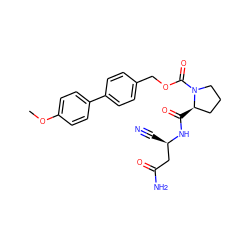 COc1ccc(-c2ccc(COC(=O)N3CCC[C@H]3C(=O)N[C@H](C#N)CC(N)=O)cc2)cc1 ZINC000169338858