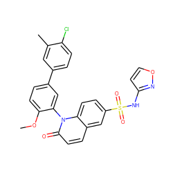 COc1ccc(-c2ccc(Cl)c(C)c2)cc1-n1c(=O)ccc2cc(S(=O)(=O)Nc3ccon3)ccc21 ZINC001772576366