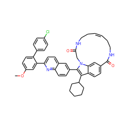 COc1ccc(-c2ccc(Cl)cc2)c(-c2ccc3cc(-c4c(C5CCCCC5)c5ccc6cc5n4CC(=O)NCC/C=C\CCNC6=O)ccc3n2)c1 ZINC000096172340