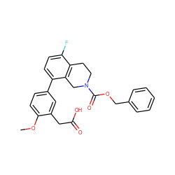 COc1ccc(-c2ccc(F)c3c2CN(C(=O)OCc2ccccc2)CC3)cc1CC(=O)O ZINC000144120411