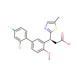 COc1ccc(-c2ccc(F)cc2Cl)cc1[C@H](CC(=O)O)c1ncc(C)s1 ZINC001772593891