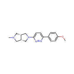 COc1ccc(-c2ccc(N3C[C@@H]4CN(C)C[C@@H]4C3)nn2)cc1 ZINC000040977534