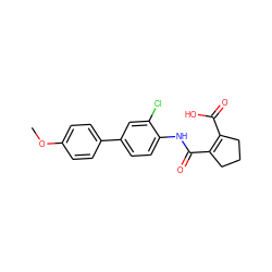 COc1ccc(-c2ccc(NC(=O)C3=C(C(=O)O)CCC3)c(Cl)c2)cc1 ZINC000013534101