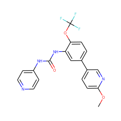 COc1ccc(-c2ccc(OC(F)(F)F)c(NC(=O)Nc3ccncc3)c2)cn1 ZINC000653764468