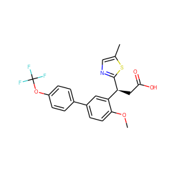 COc1ccc(-c2ccc(OC(F)(F)F)cc2)cc1[C@H](CC(=O)O)c1ncc(C)s1 ZINC001772621702