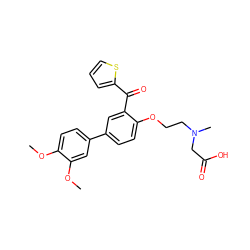 COc1ccc(-c2ccc(OCCN(C)CC(=O)O)c(C(=O)c3cccs3)c2)cc1OC ZINC000028958305