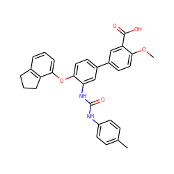 COc1ccc(-c2ccc(Oc3cccc4c3CCC4)c(NC(=O)Nc3ccc(C)cc3)c2)cc1C(=O)O ZINC001772634049