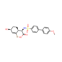 COc1ccc(-c2ccc(S(=O)(=O)N[C@@H](C(=O)O)[C@@H]3CC[C@H](O)C=C3Br)cc2)cc1 ZINC000027657940