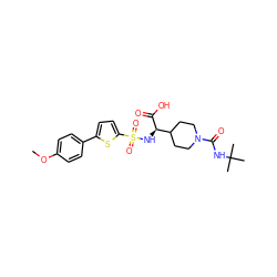 COc1ccc(-c2ccc(S(=O)(=O)N[C@@H](C(=O)O)C3CCN(C(=O)NC(C)(C)C)CC3)s2)cc1 ZINC000040395266