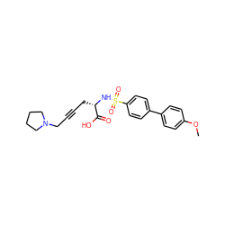 COc1ccc(-c2ccc(S(=O)(=O)N[C@@H](CC#CCN3CCCC3)C(=O)O)cc2)cc1 ZINC000013862464